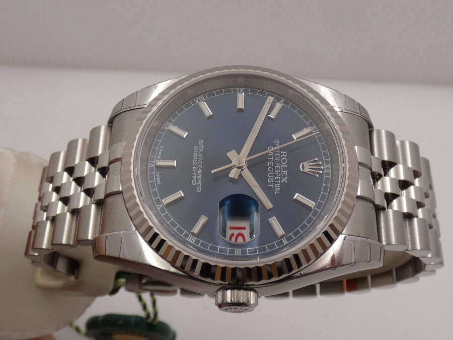 Rolex Datejust 36 Blue Dial 116234 NEW Full Stickers BOX&PAPERS ITALY Anno 2019 Bracciale Jubilee Ghiera Oro Bianco 18Kt Automatico - immagine 4
