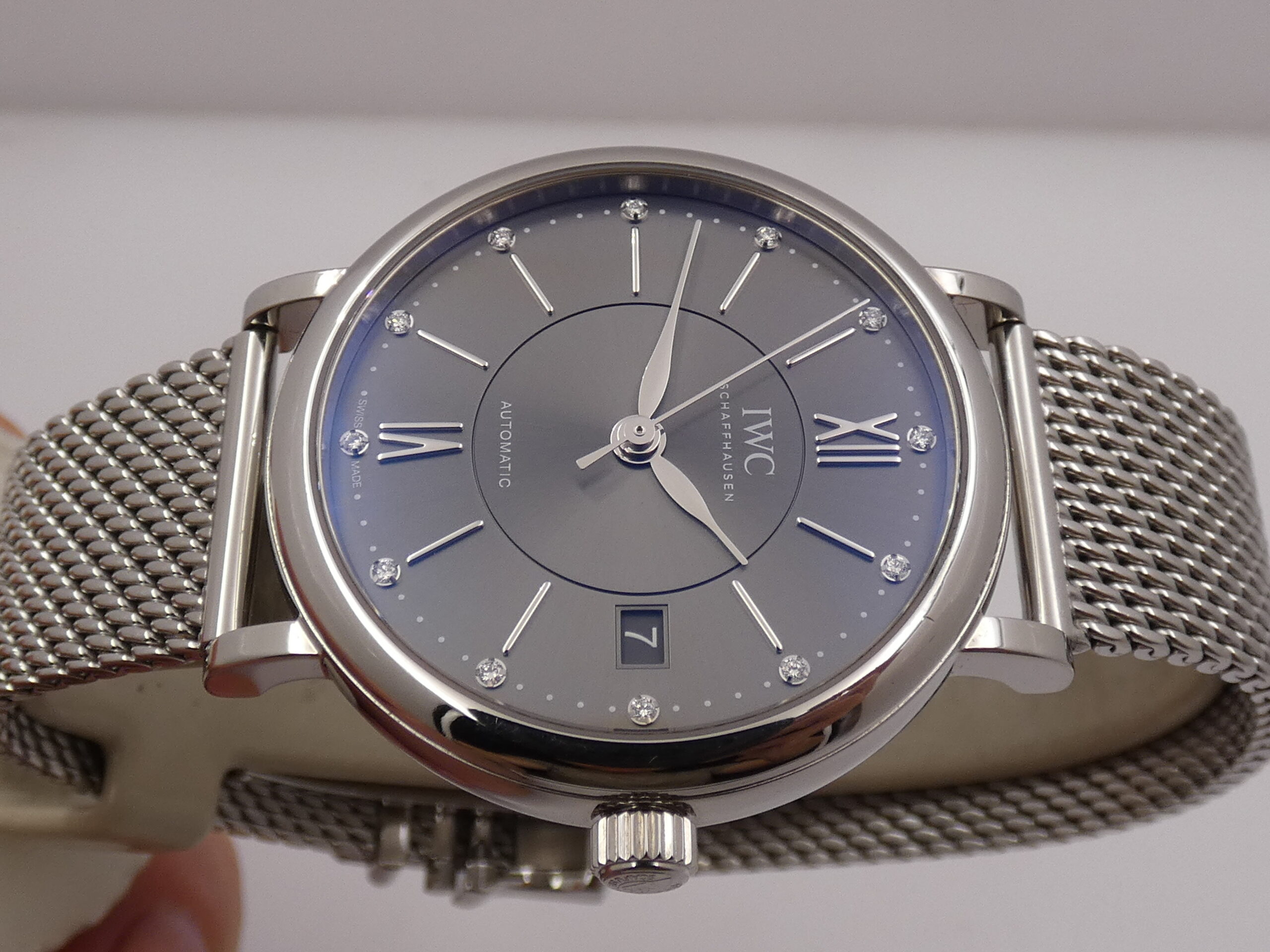 IWC Portofino Automatic 37mm Ardesia DIAMONDS DIAL BOX&PAPERS Anno 2021 IW458110 Bracciale Mesh - immagine 4