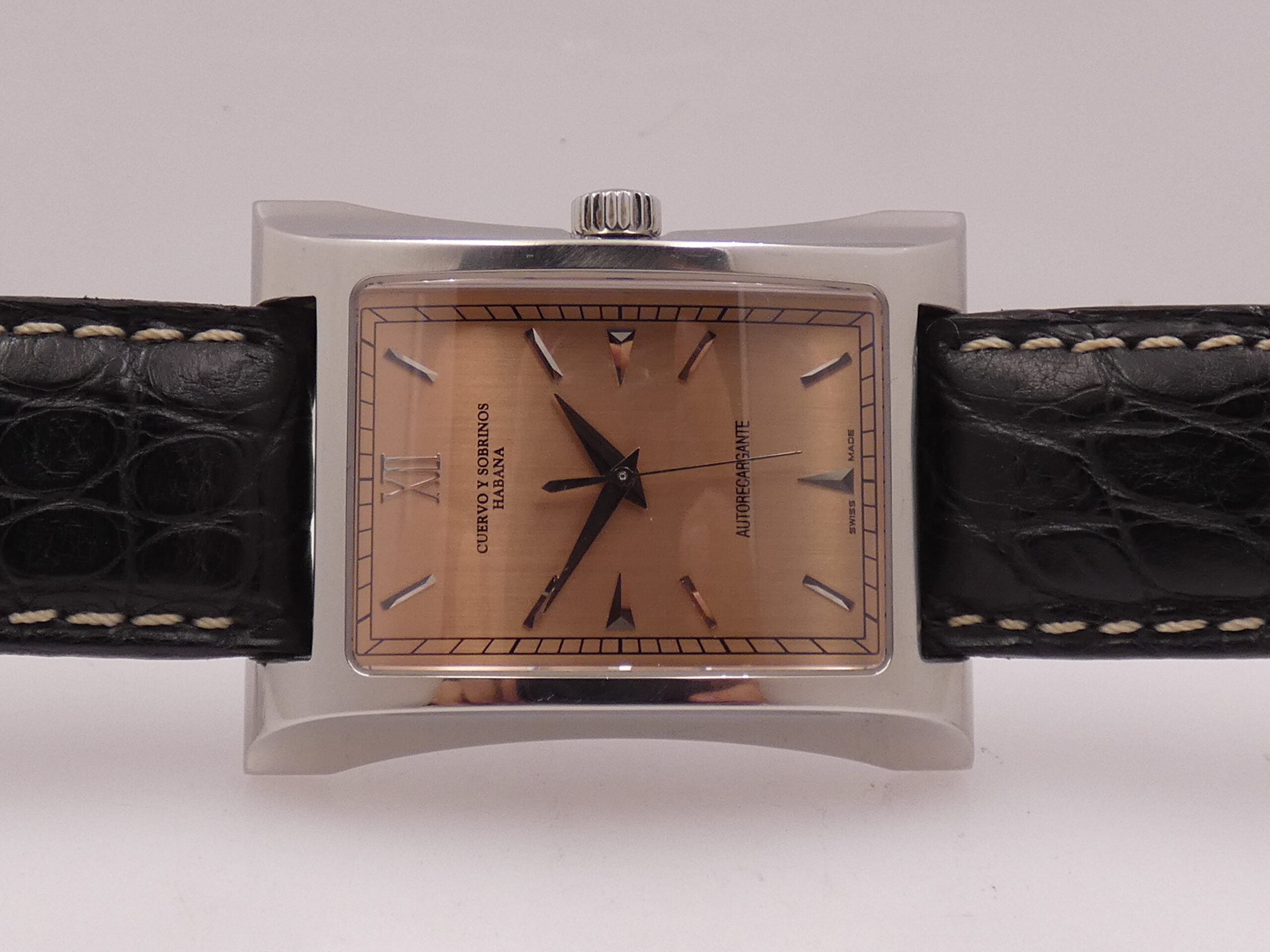 Cuervo y Sobrinos Espléndidos Autorecargante A2412 Oversize Pink Dial TOP CONDITION Acciaio ANNI 2000 - immagine 5