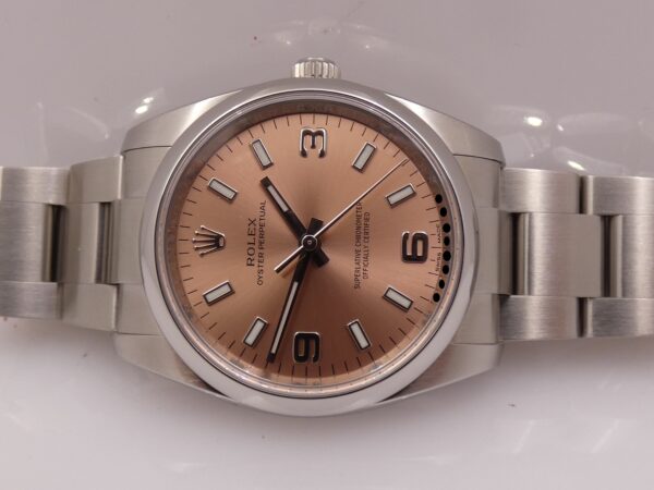 Rolex Oyster Perpetual 34 114200 SALMON DIAL WITH BOX & ROLEX SERVICE Top Condition