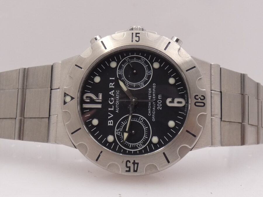 Cronografo Bulgari Diagono Scuba SCB 38 S Automatico Chronometer Acciaio Anni '2000s Braccialato - immagine 4