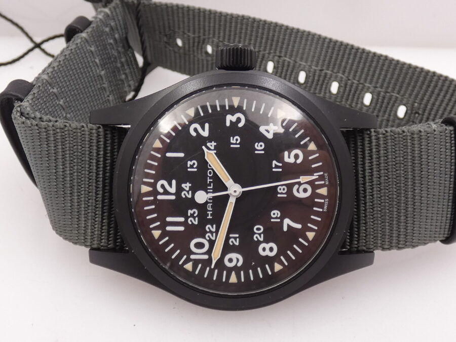Hamilton Khaki Field Mechanical NEW BOX&PAPERS Carica Manuale Acciaio Black PVD Mai Indossato Ref. H694090 - immagine 4