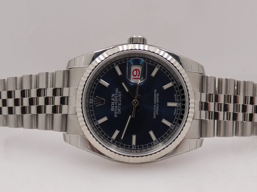 Rolex Datejust 36 Blue Dial 116234 NEW Full Stickers BOX&PAPERS ITALY Anno 2019 Bracciale Jubilee Ghiera Oro Bianco 18Kt Automatico - immagine 5
