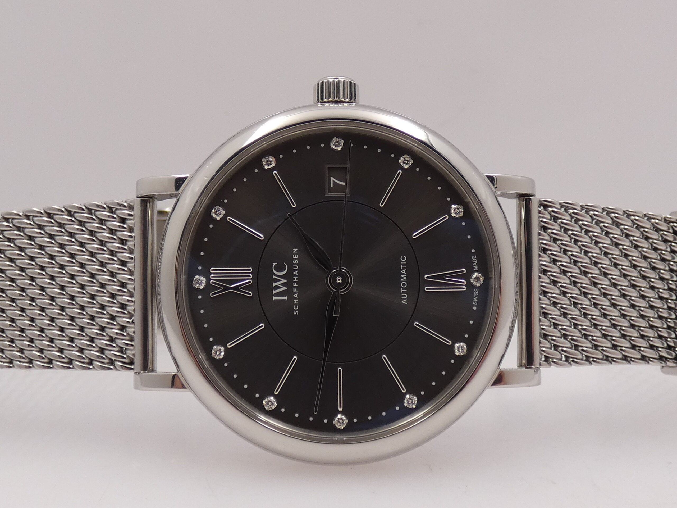 IWC Portofino Automatic 37mm Ardesia DIAMONDS DIAL BOX&PAPERS Anno 2021 IW458110 Bracciale Mesh - immagine 5
