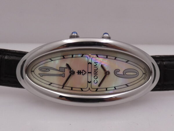 Corum Oval Bi-Time MOP DIAL Dual Crown 137.220.20 Acciaio ANNI 2000 For Ladies