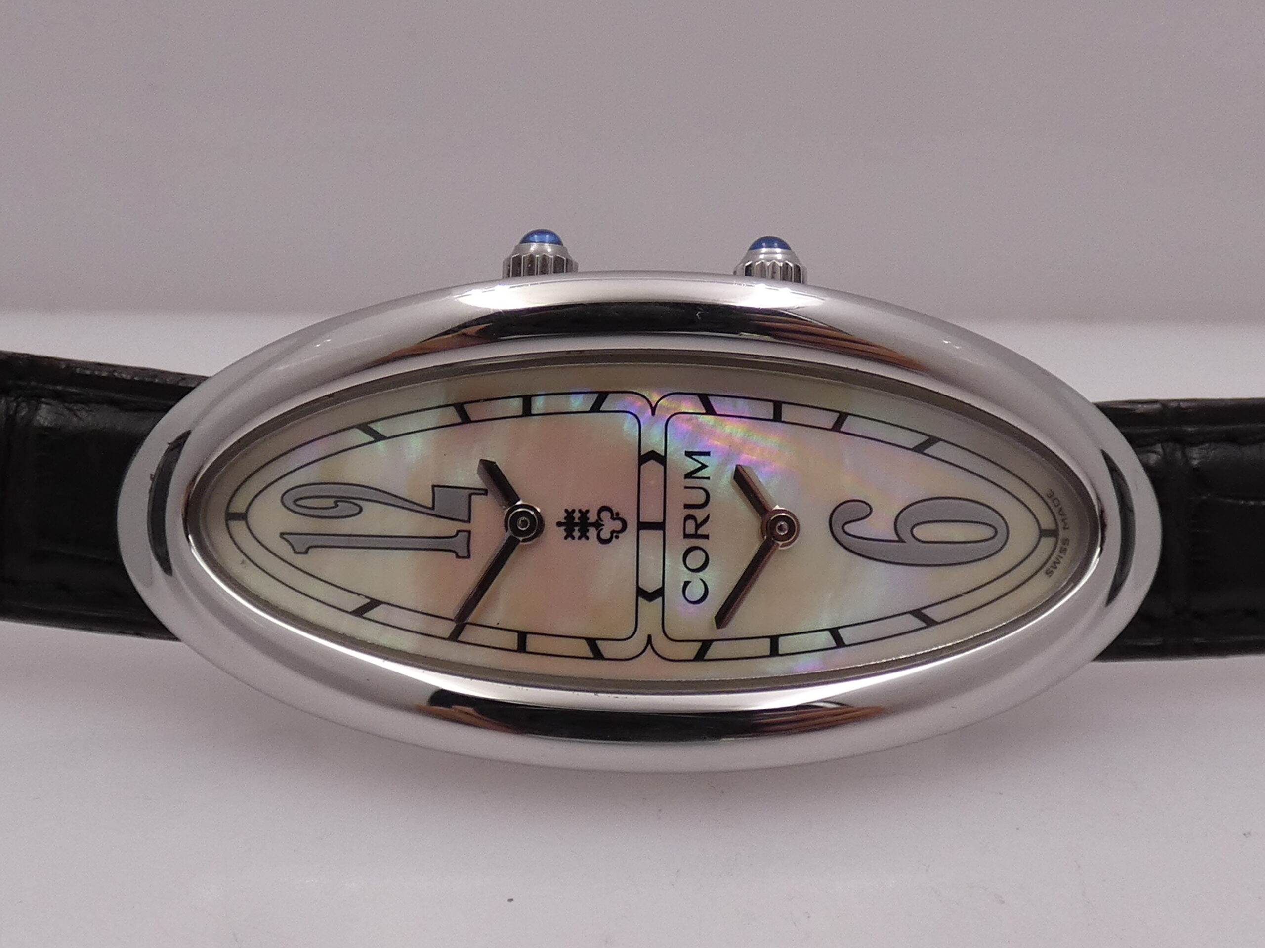 Corum Oval Bi-Time MOP DIAL Dual Crown 137.220.20 Acciaio ANNI 2000 For Ladies - immagine 5