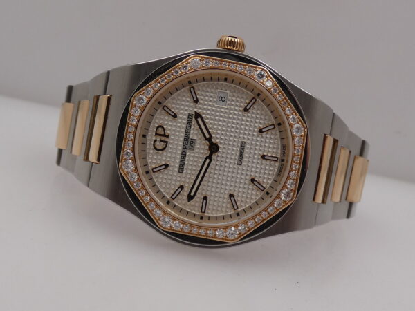 Girard Perregaux Laureato 34 Diamonds Bezel 0.82ct Acciaio & Oro Rosa 18Kt With PAPERS YEAR 2017 TOP CONDITION 56 Factory Diamonds FOR Ladies Ref. 80189D56A132-56A