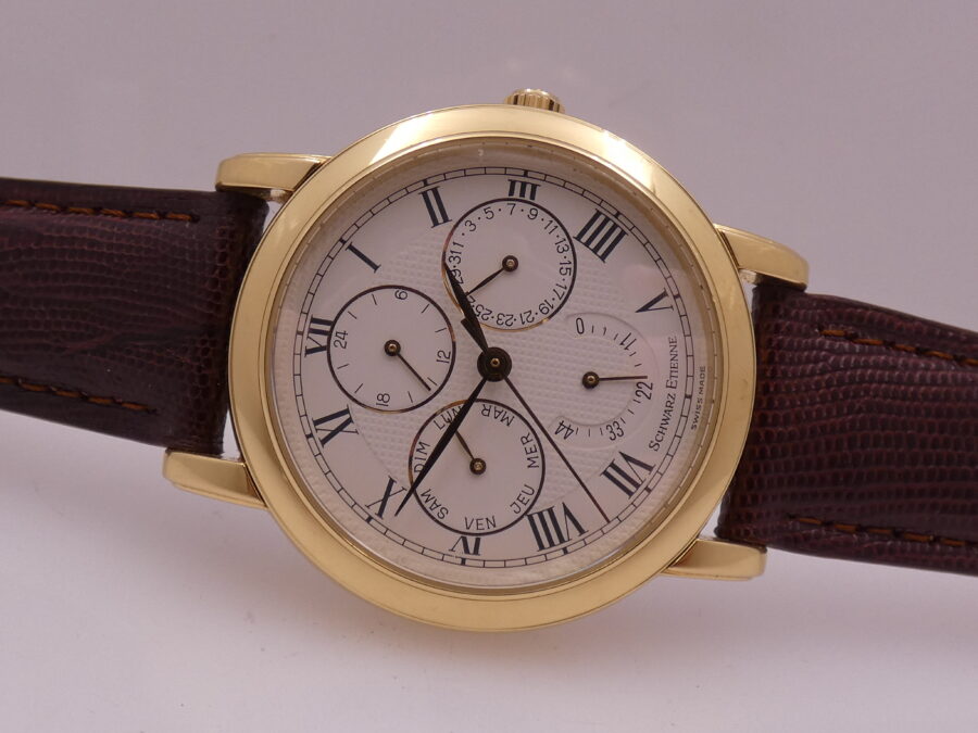 Schwarz Etienne Day Date GMT Oro Massiccio 18Kt WITH BOX TOP CONDITION 710401 Power Reserve Automatico Rotore Oro 21Kt - immagine 6
