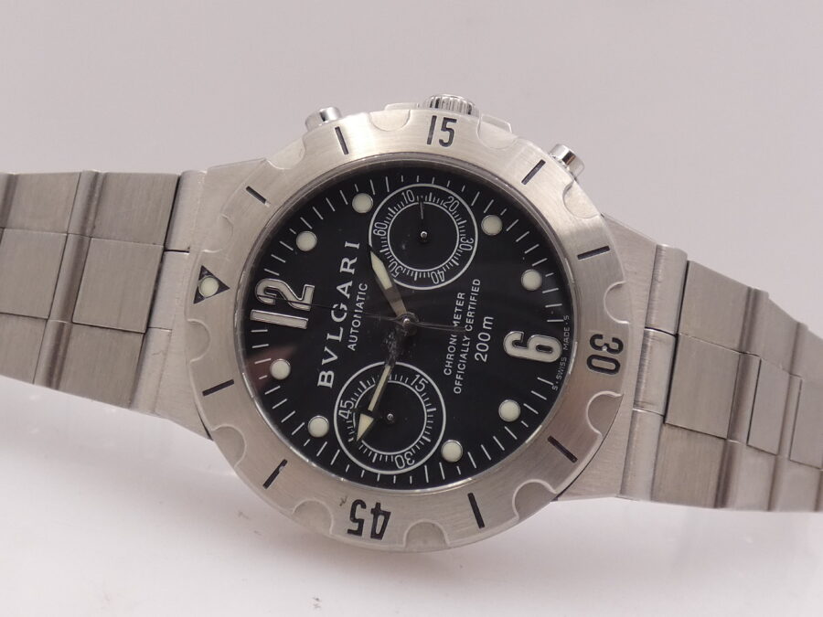 Cronografo Bulgari Diagono Scuba SCB 38 S Automatico Chronometer Acciaio Anni '2000s Braccialato - immagine 5