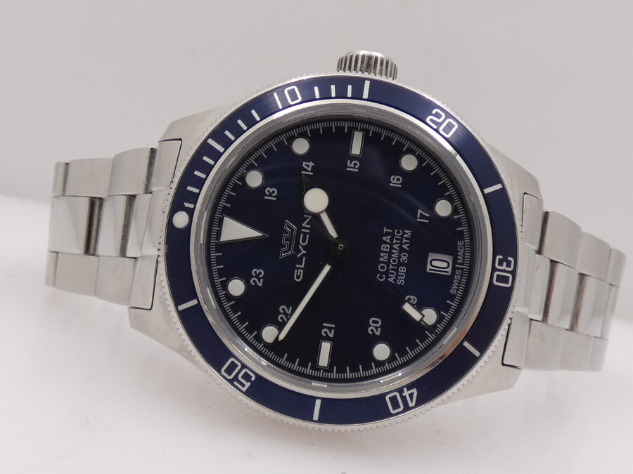 Glycine Combat Sub 36mm BLUE DIAL BOX&PAPERS Automatico Anno 2021 Braccialato - immagine 5