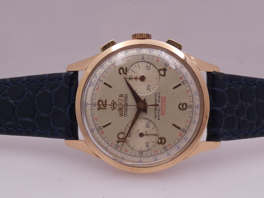 Cronografo Walker Bicompax  Oro Rosa 18Kt Jumbo 38mm Antimagnetico ANNI '50 Carica Manuale Calibro 248 Vintage - immagine 5