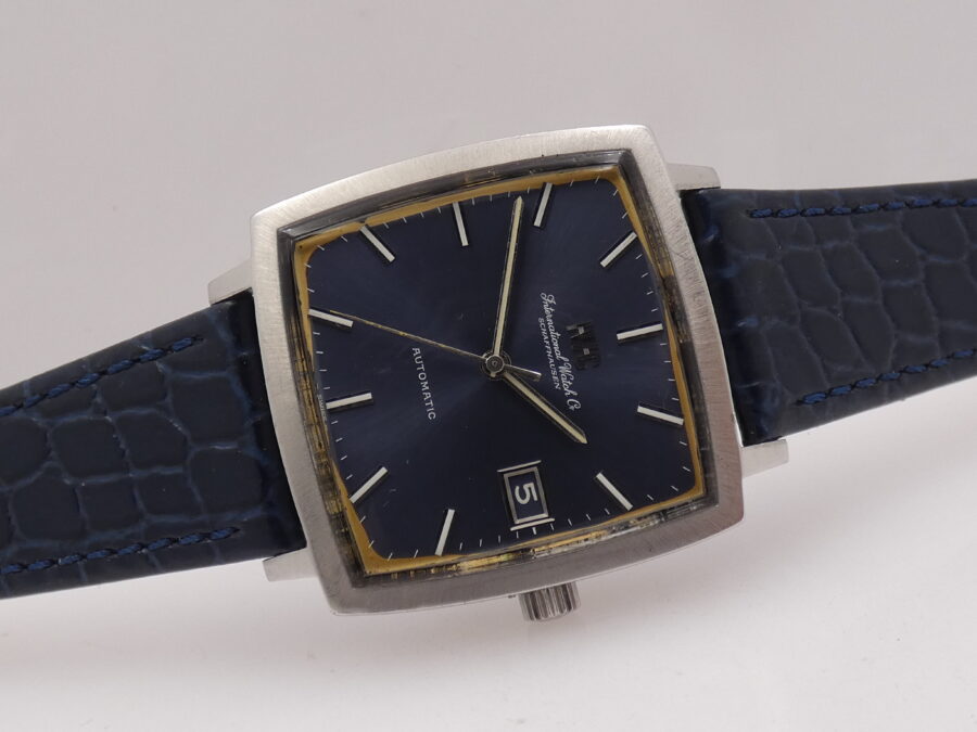 IWC Square 1871 Automatico PELLATON 8541B Blue Dial Anni 70 Acciaio Vintage - immagine 6
