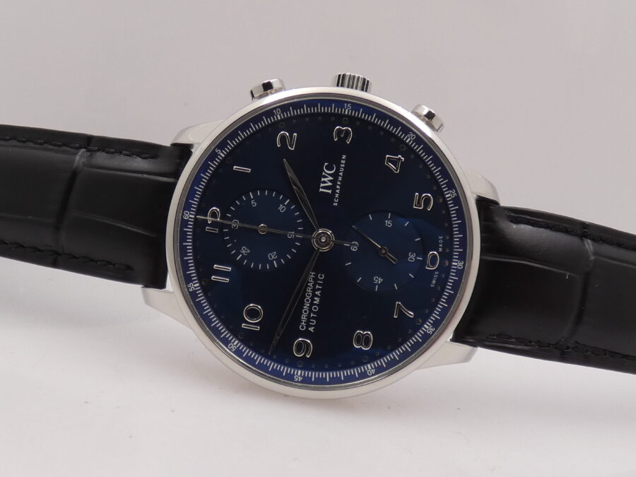 Cronografo IWC Portuguese IW371606 Blue Dial BOX&PAPERS Anno 2020 Automatico TOP CONDITION Acciaio - immagine 5