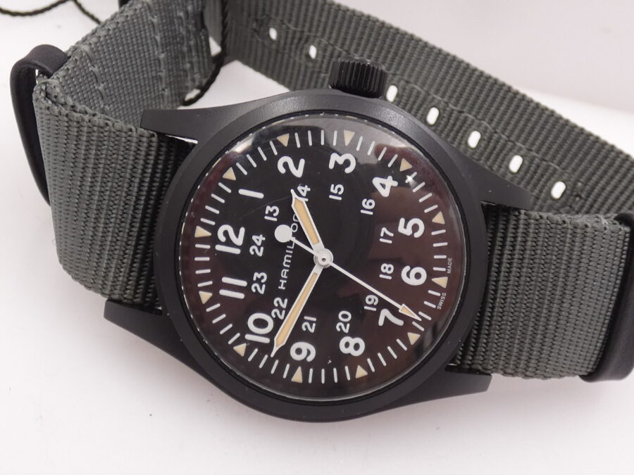 Hamilton Khaki Field Mechanical NEW BOX&PAPERS Carica Manuale Acciaio Black PVD Mai Indossato Ref. H694090 - immagine 5