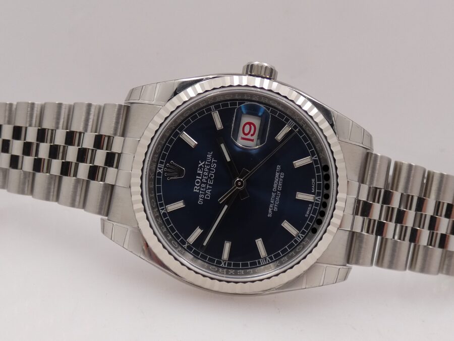 Rolex Datejust 36 Blue Dial 116234 NEW Full Stickers BOX&PAPERS ITALY Anno 2019 Bracciale Jubilee Ghiera Oro Bianco 18Kt Automatico - immagine 6