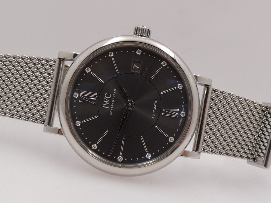 IWC Portofino Automatic 37mm Ardesia DIAMONDS DIAL BOX&PAPERS Anno 2021 IW458110 Bracciale Mesh - immagine 6