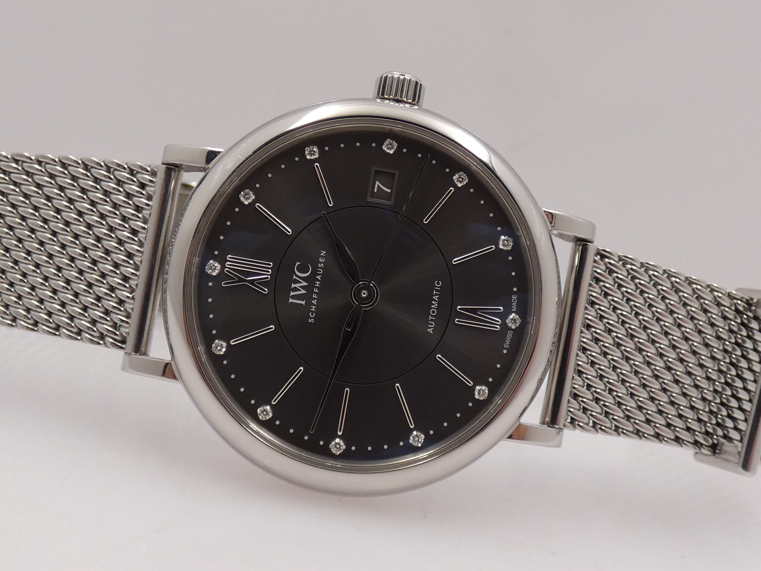 IWC Portofino Automatic 37mm Ardesia DIAMONDS DIAL BOX&PAPERS Anno 2021 IW458110 Bracciale Mesh - immagine 6