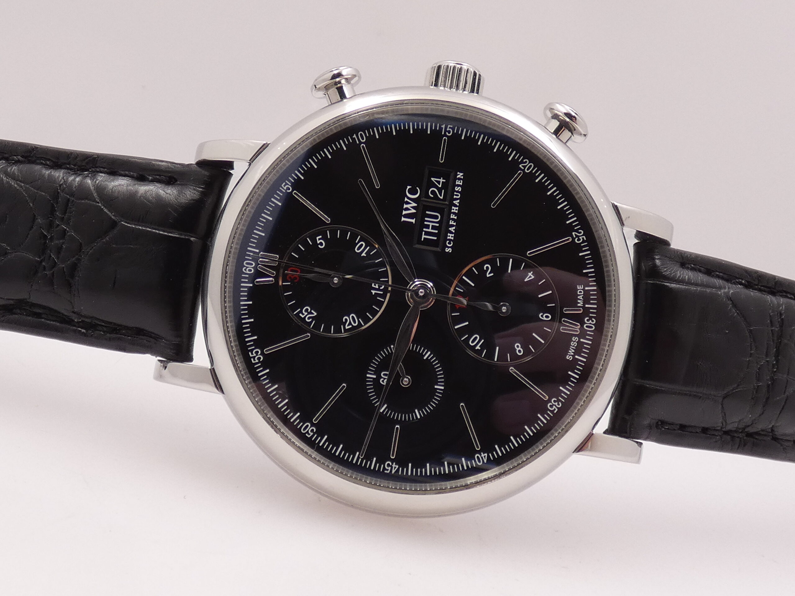 Cronografo IWC Portofino Day-Date IW391008 WITH PAPERS ANNO 2018 Black Dial Automatico Acciaio - immagine 6