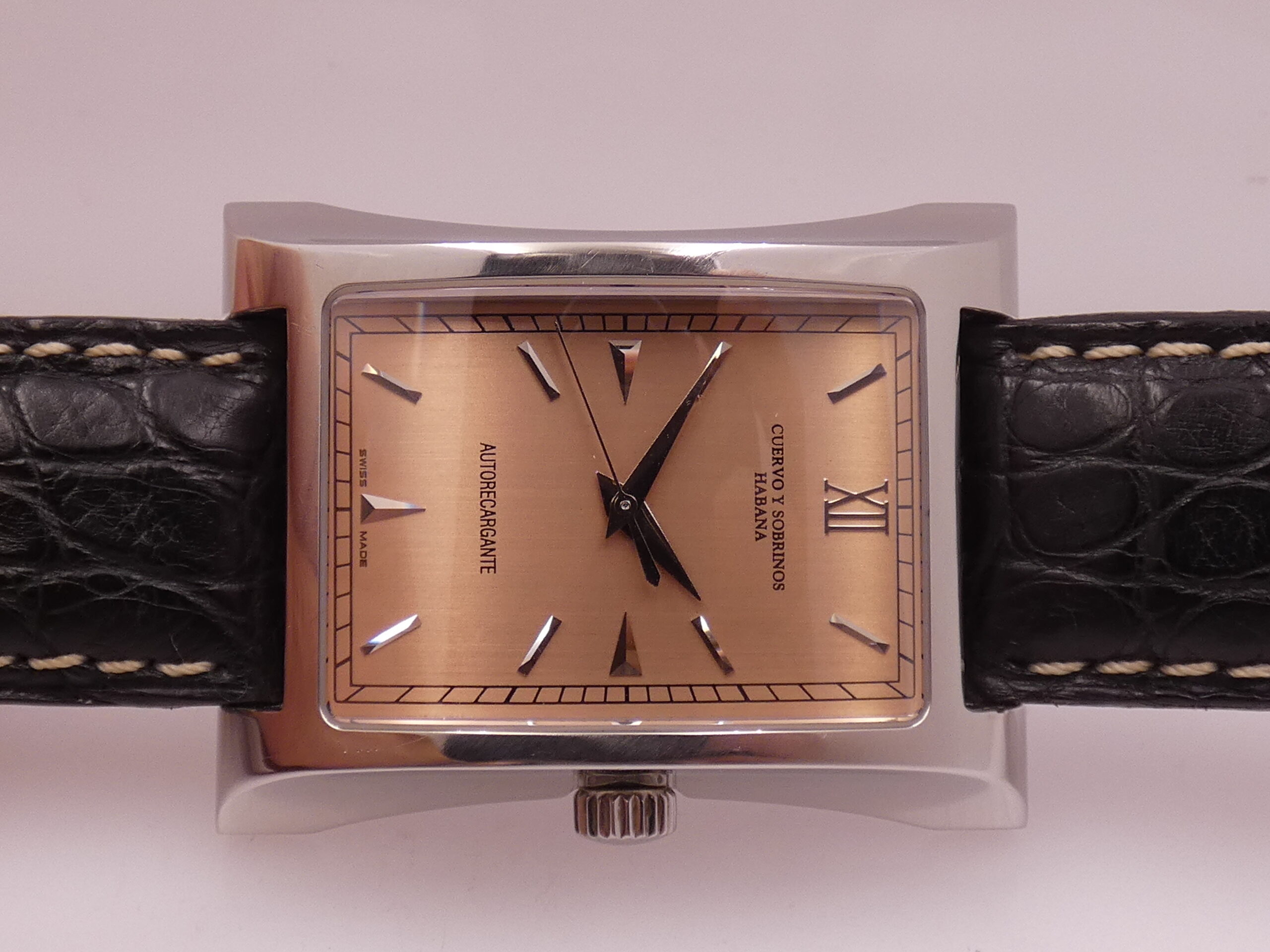 Cuervo y Sobrinos Espléndidos Autorecargante A2412 Oversize Pink Dial TOP CONDITION Acciaio ANNI 2000 - immagine 7