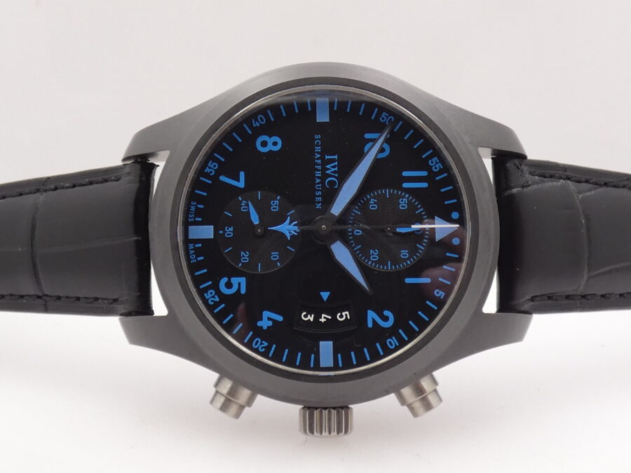Cronografo IWC Pilot Top Gun Boutique Pilot Edition Flyback Chronograph Blue Index IW388003 BOX&PAPERS Ceramica Automatico Anno 2015 LIKE NEW - immagine 6