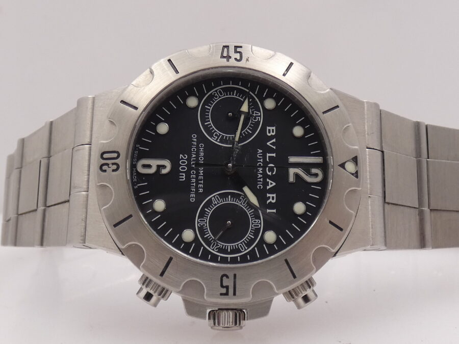 Cronografo Bulgari Diagono Scuba SCB 38 S Automatico Chronometer Acciaio Anni '2000s Braccialato - immagine 6