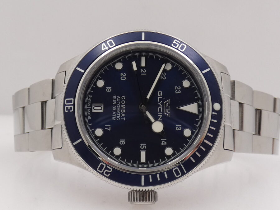 Glycine Combat Sub 36mm BLUE DIAL BOX&PAPERS Automatico Anno 2021 Braccialato - immagine 6