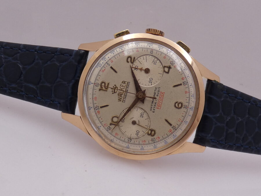 Cronografo Walker Bicompax  Oro Rosa 18Kt Jumbo 38mm Antimagnetico ANNI '50 Carica Manuale Calibro 248 Vintage - immagine 6