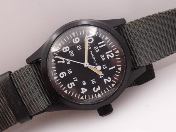 Hamilton Khaki Field Mechanical NEW BOX&PAPERS Carica Manuale Acciaio Black PVD Mai Indossato Ref. H694090