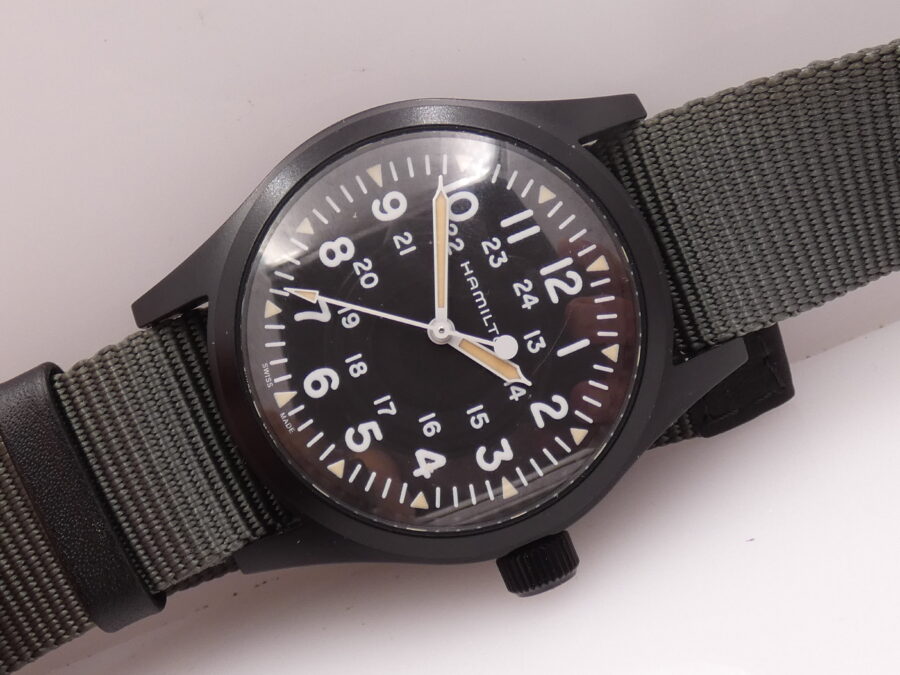 Hamilton Khaki Field Mechanical NEW BOX&PAPERS Carica Manuale Acciaio Black PVD Mai Indossato Ref. H694090 - immagine 6
