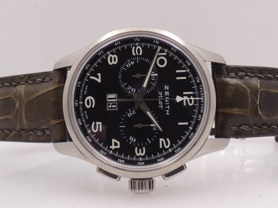 Cronografo Zenith El Primero Big Date Special Pilot 42mm 03.2410.4010 Automatico Acciaio - immagine 6