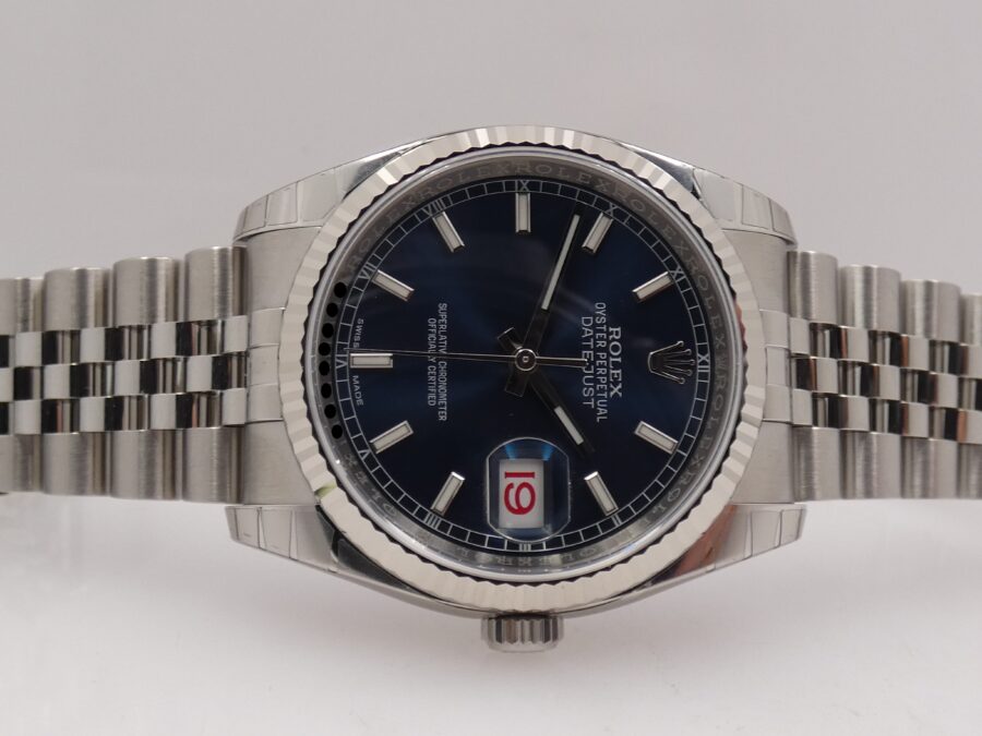 Rolex Datejust 36 Blue Dial 116234 NEW Full Stickers BOX&PAPERS ITALY Anno 2019 Bracciale Jubilee Ghiera Oro Bianco 18Kt Automatico - immagine 7