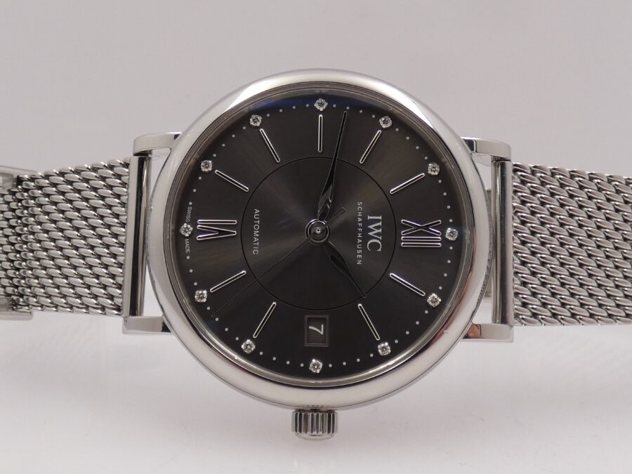IWC Portofino Automatic 37mm Ardesia DIAMONDS DIAL BOX&PAPERS Anno 2021 IW458110 Bracciale Mesh - immagine 7