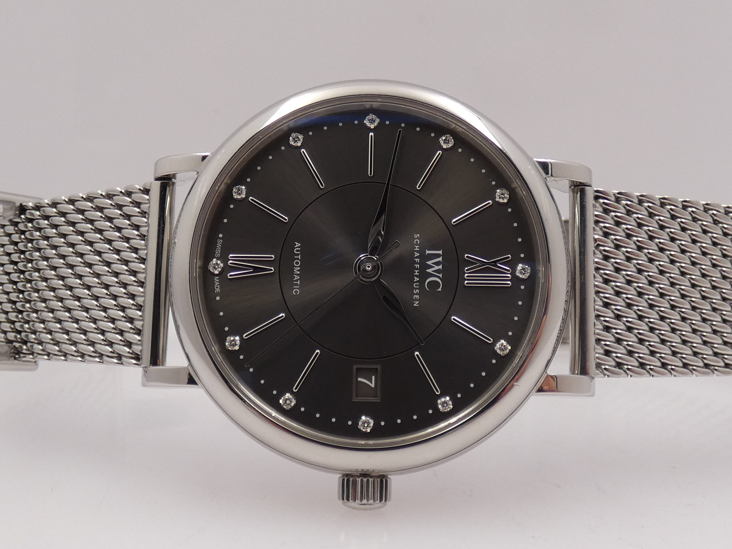 IWC Portofino Automatic 37mm Ardesia DIAMONDS DIAL BOX&PAPERS Anno 2021 IW458110 Bracciale Mesh - immagine 7