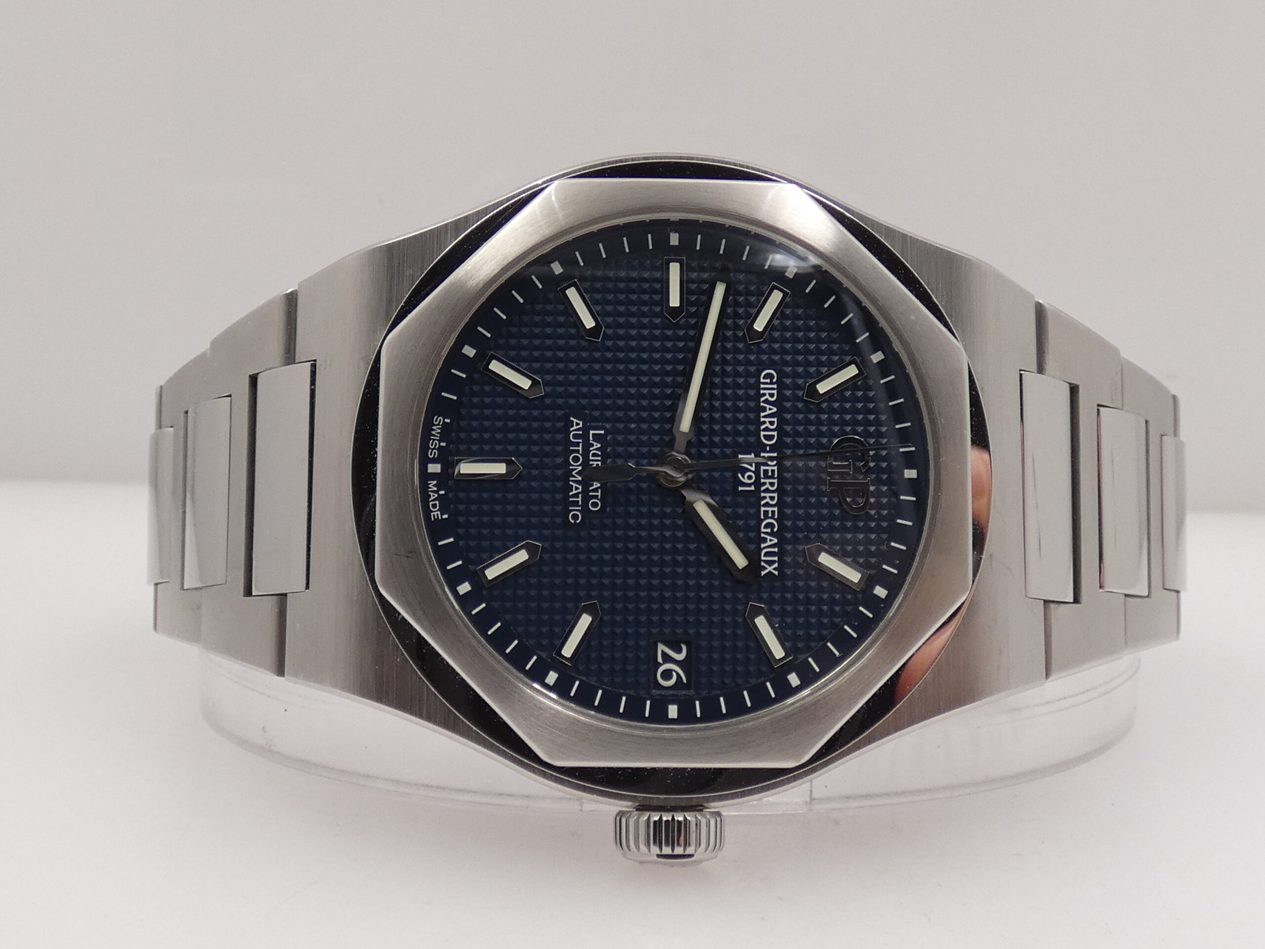 Girard Perregaux Laureato 81010 WITH PAPERS Anno 2021 TOP CONDITION Guillochè Blue Dial Automatico Acciaio - immagine 7