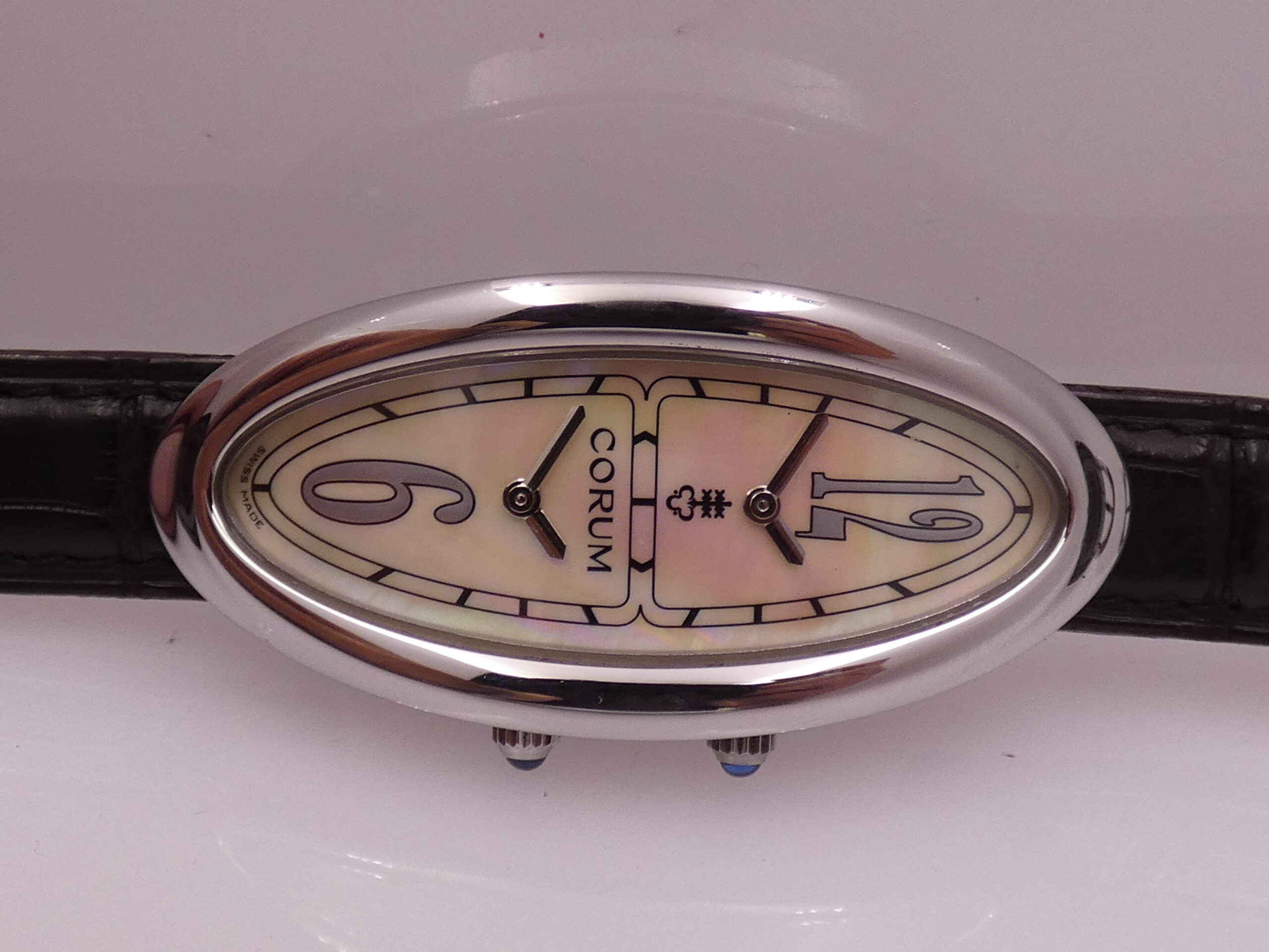 Corum Oval Bi-Time MOP DIAL Dual Crown 137.220.20 Acciaio ANNI 2000 For Ladies - immagine 7