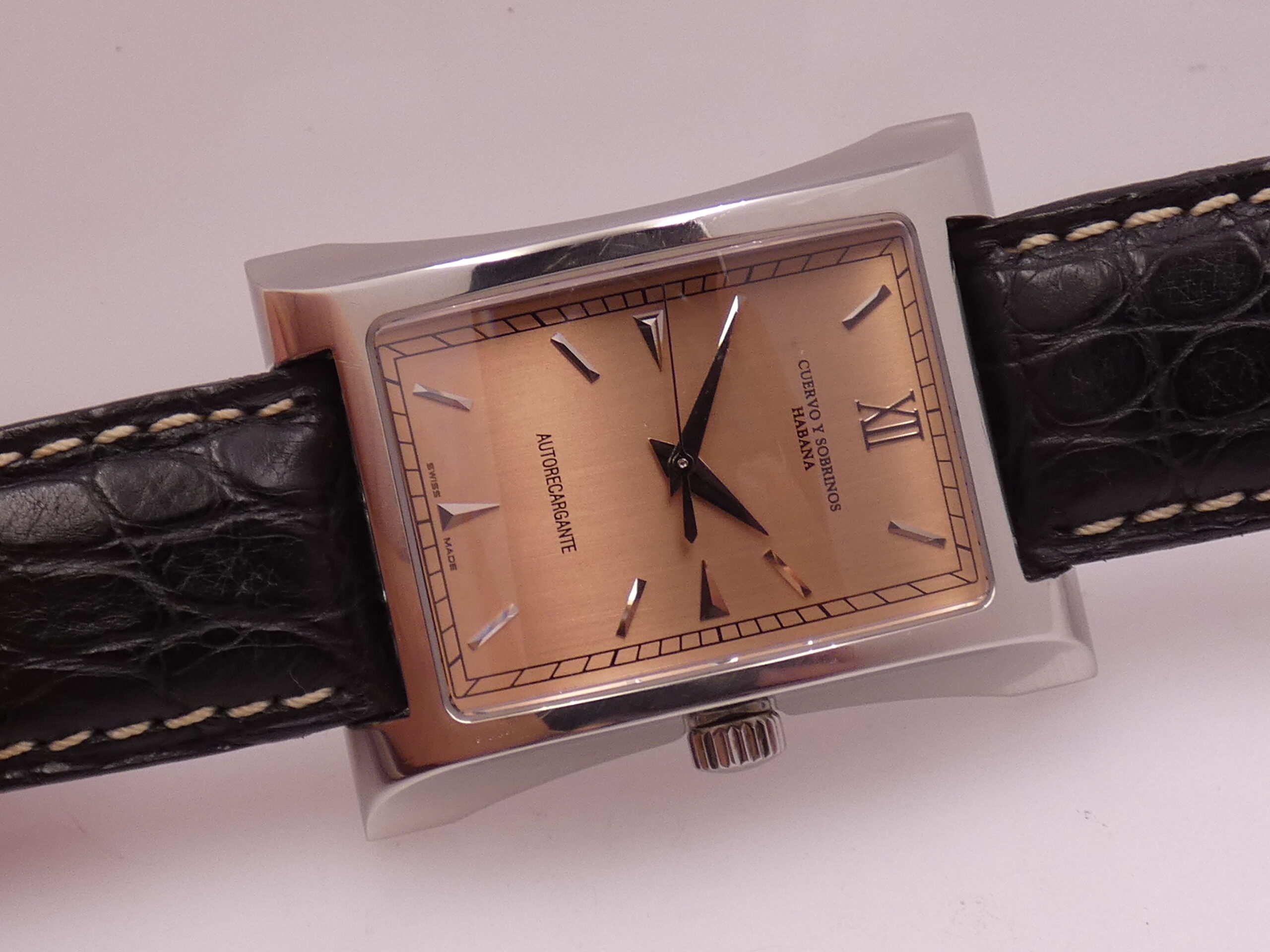 Cuervo y Sobrinos Espléndidos Autorecargante A2412 Oversize Pink Dial TOP CONDITION Acciaio ANNI 2000 - immagine 8