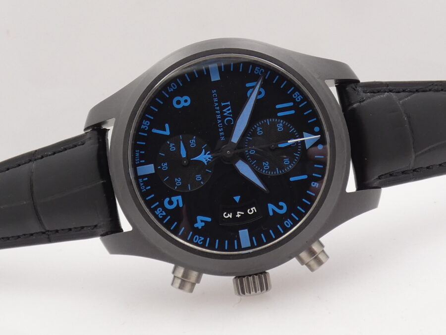 Cronografo IWC Pilot Top Gun Boutique Pilot Edition Flyback Chronograph Blue Index IW388003 BOX&PAPERS Ceramica Automatico Anno 2015 LIKE NEW - immagine 7