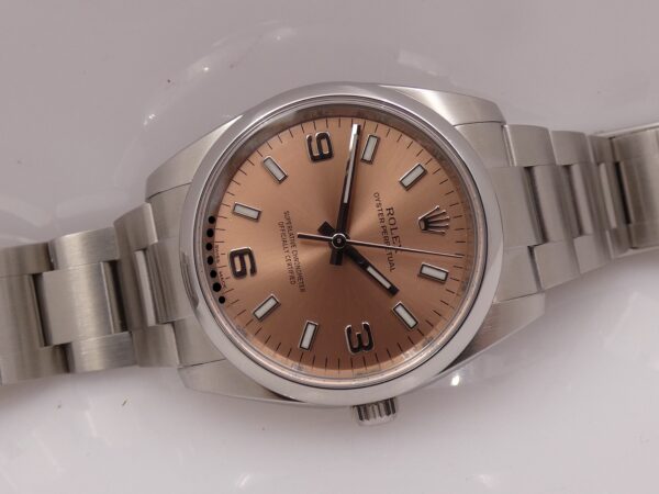 Rolex Oyster Perpetual 34 114200 SALMON DIAL WITH BOX & ROLEX SERVICE Top Condition