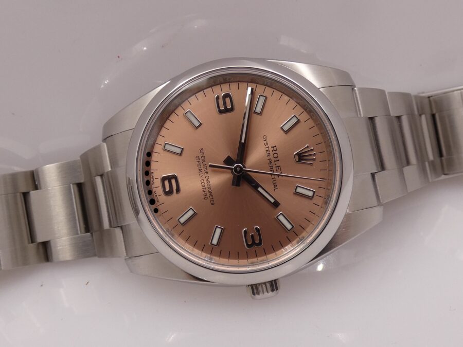 Rolex Oyster Perpetual 34 114200 SALMON DIAL WITH BOX & ROLEX SERVICE Top Condition - immagine 7