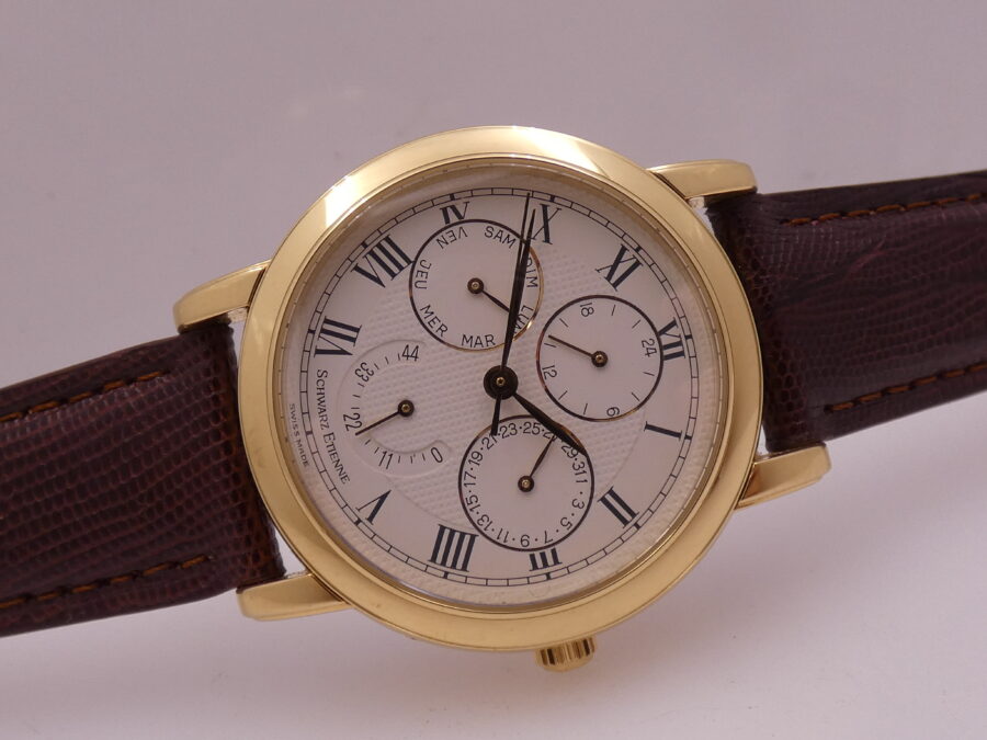 Schwarz Etienne Day Date GMT Oro Massiccio 18Kt WITH BOX TOP CONDITION 710401 Power Reserve Automatico Rotore Oro 21Kt - immagine 8