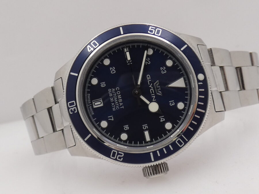 Glycine Combat Sub 36mm BLUE DIAL BOX&PAPERS Automatico Anno 2021 Braccialato - immagine 7