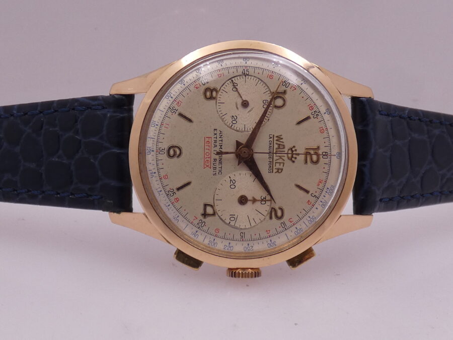 Cronografo Walker Bicompax  Oro Rosa 18Kt Jumbo 38mm Antimagnetico ANNI '50 Carica Manuale Calibro 248 Vintage - immagine 7