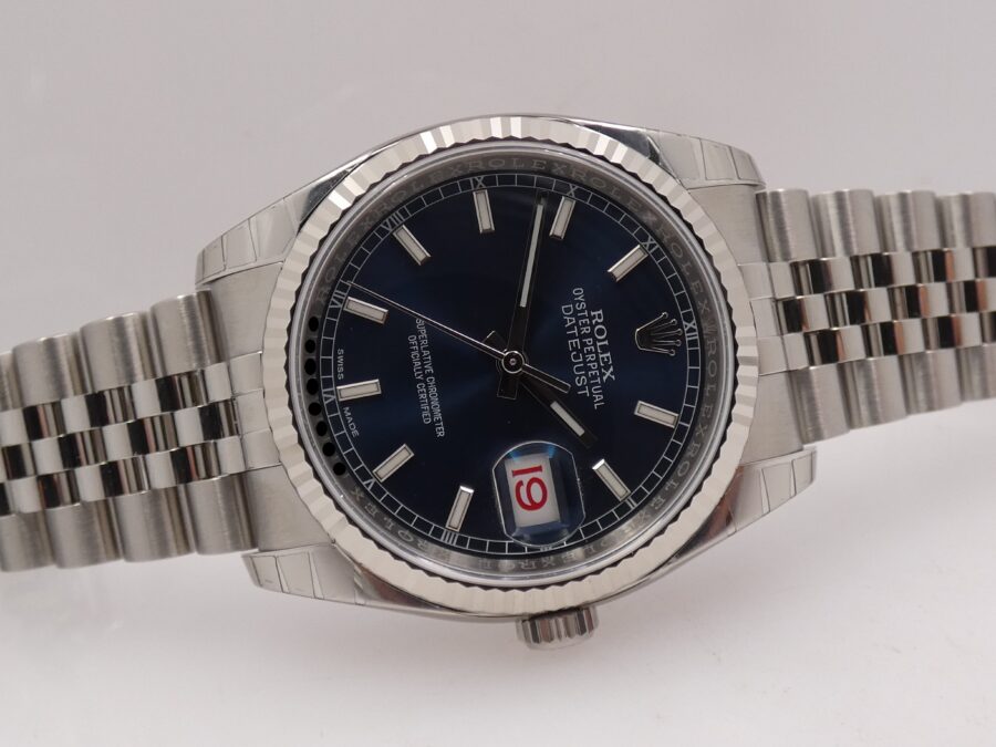 Rolex Datejust 36 Blue Dial 116234 NEW Full Stickers BOX&PAPERS ITALY Anno 2019 Bracciale Jubilee Ghiera Oro Bianco 18Kt Automatico - immagine 8