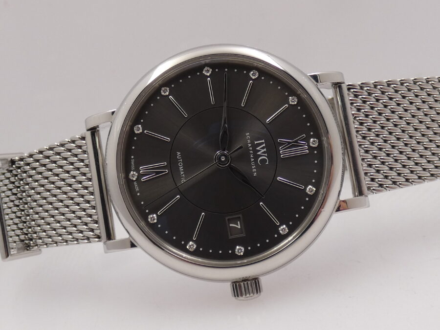 IWC Portofino Automatic 37mm Ardesia DIAMONDS DIAL BOX&PAPERS Anno 2021 IW458110 Bracciale Mesh - immagine 8