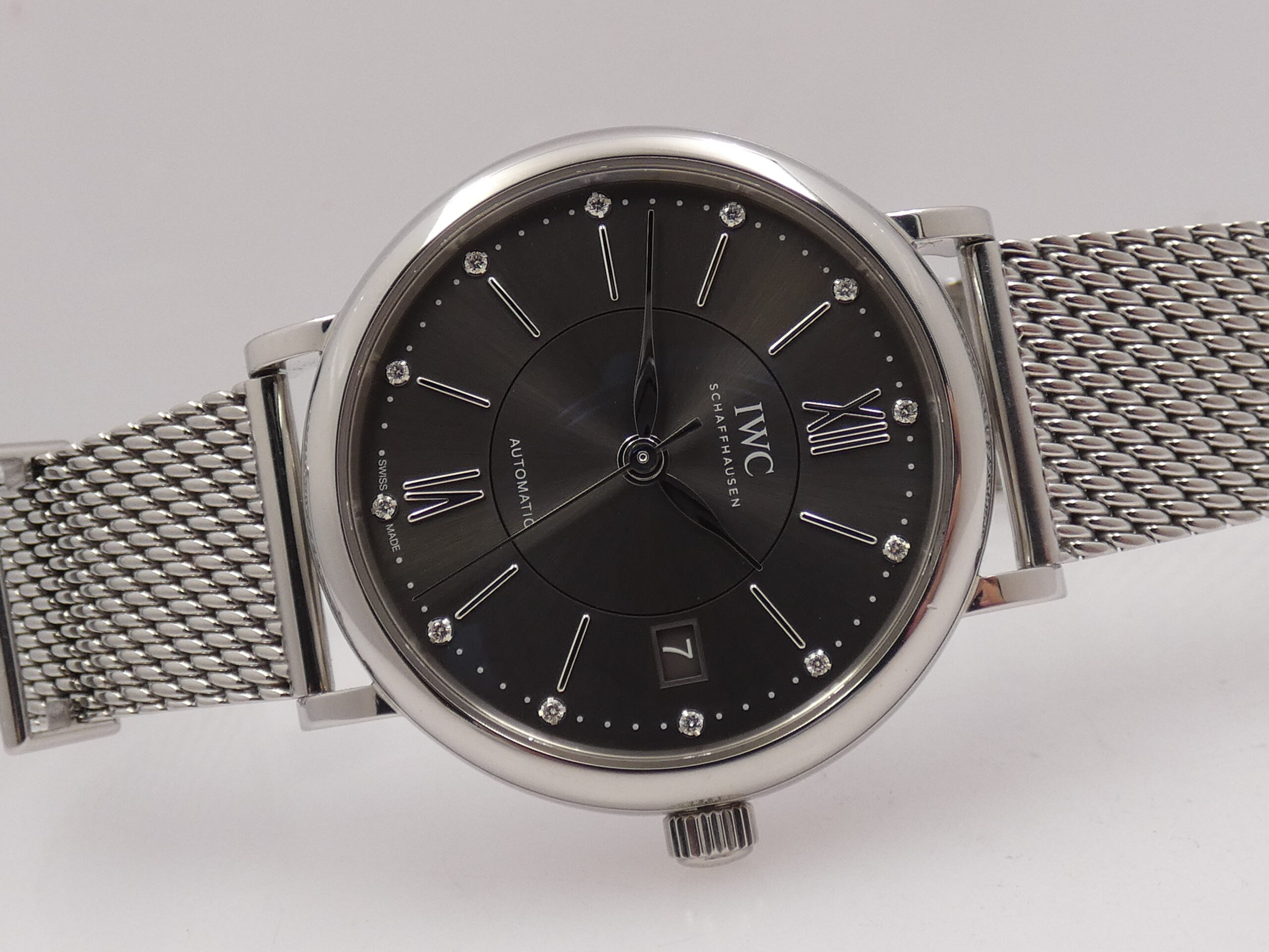 IWC Portofino Automatic 37mm Ardesia DIAMONDS DIAL BOX&PAPERS Anno 2021 IW458110 Bracciale Mesh - immagine 8