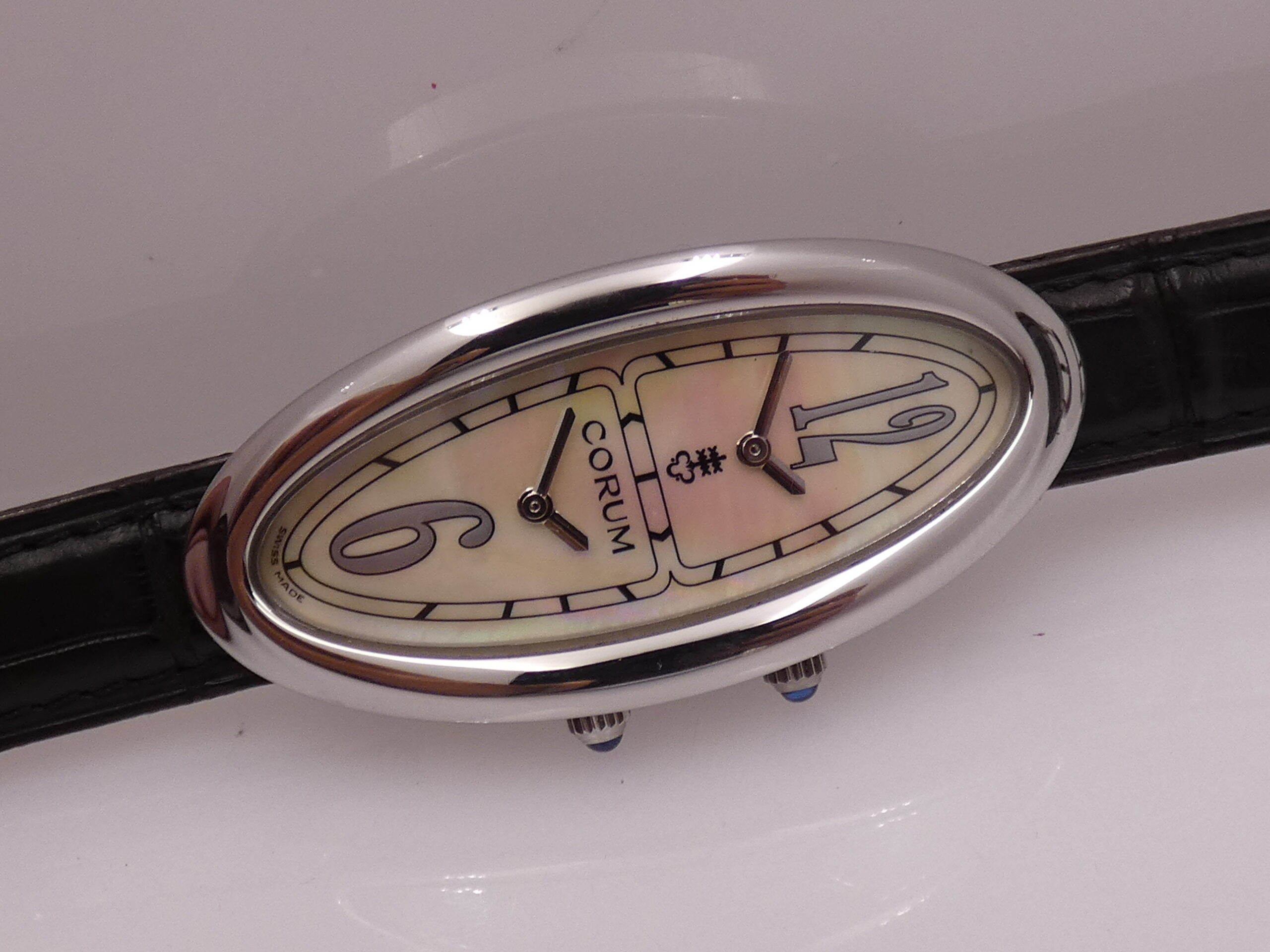 Corum Oval Bi-Time MOP DIAL Dual Crown 137.220.20 Acciaio ANNI 2000 For Ladies - immagine 8