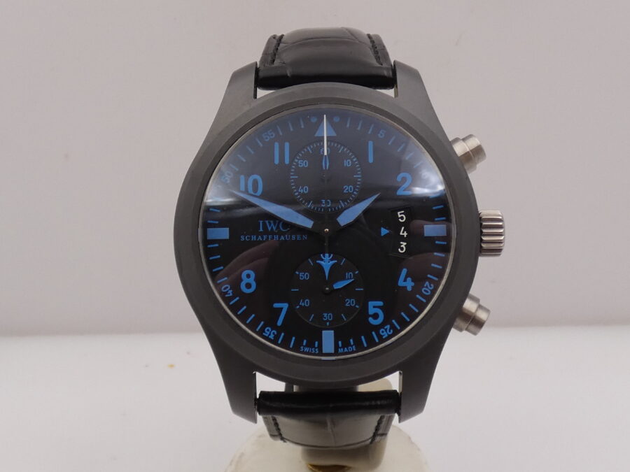 Cronografo IWC Pilot Top Gun Boutique Pilot Edition Flyback Chronograph Blue Index IW388003 BOX&PAPERS Ceramica Automatico Anno 2015 LIKE NEW - immagine 8