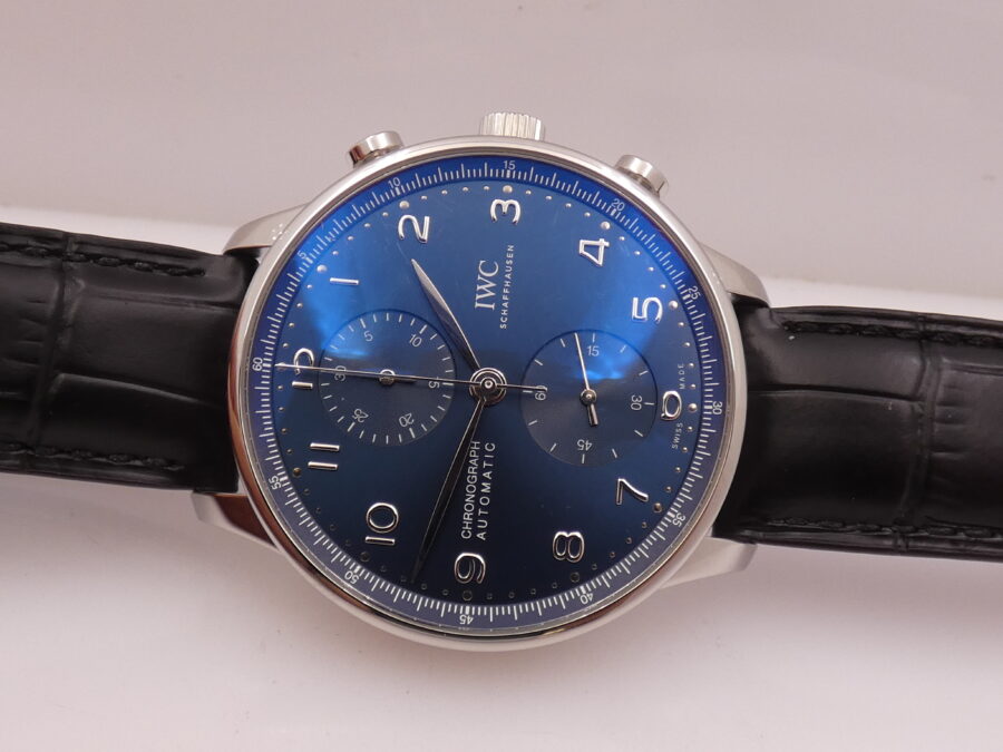 Cronografo IWC Portuguese IW371606 Blue Dial BOX&PAPERS Anno 2020 Automatico TOP CONDITION Acciaio - immagine 8