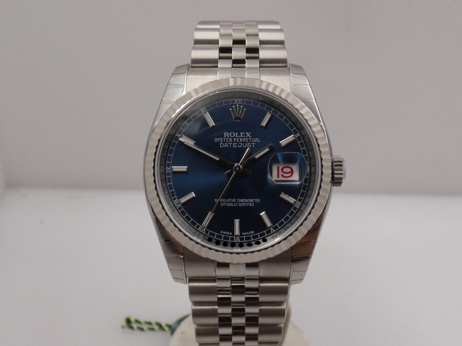 Rolex Datejust 36 Blue Dial 116234 NEW Full Stickers BOX&PAPERS ITALY Anno 2019 Bracciale Jubilee Ghiera Oro Bianco 18Kt Automatico - immagine 9