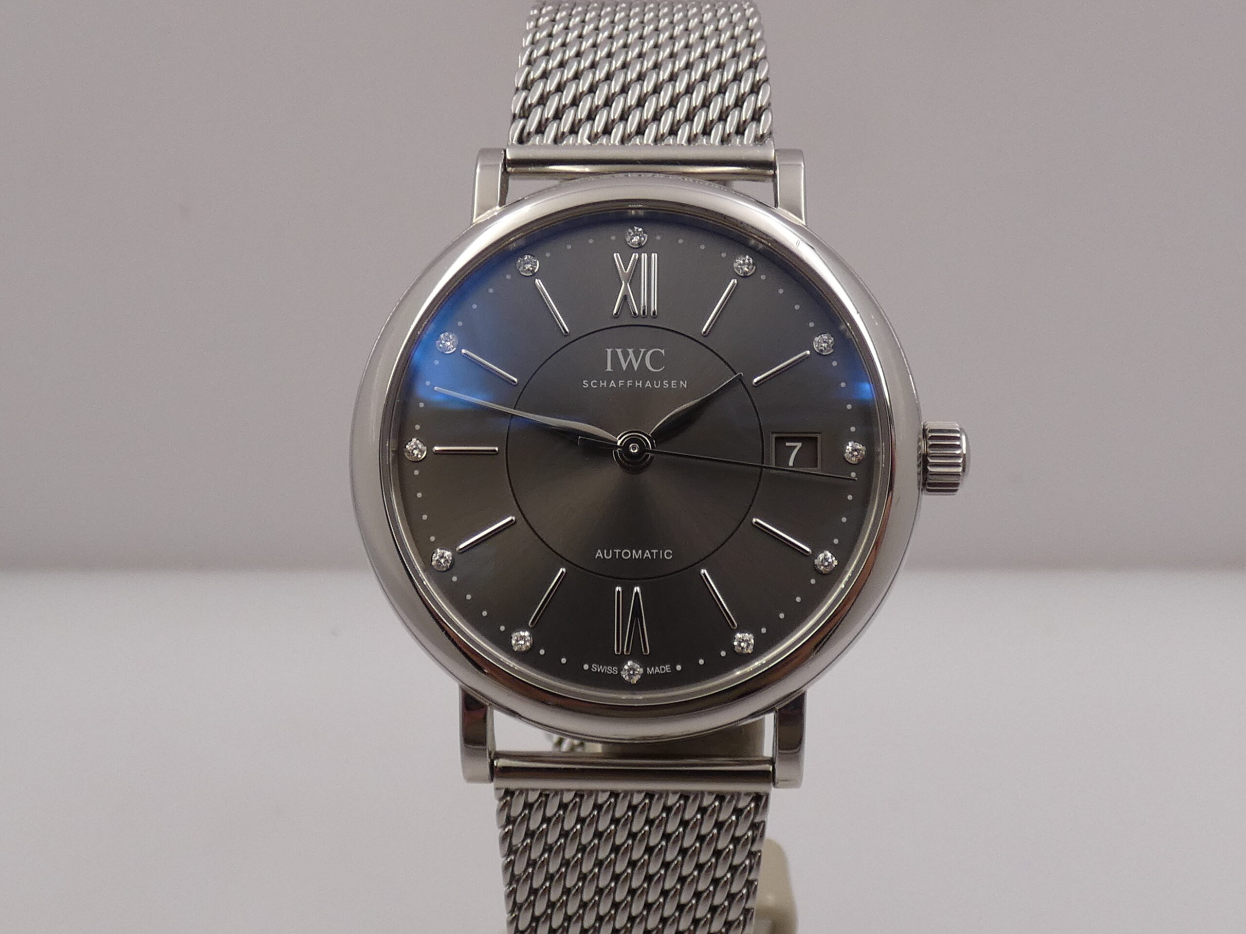 IWC Portofino Automatic 37mm Ardesia DIAMONDS DIAL BOX&PAPERS Anno 2021 IW458110 Bracciale Mesh - immagine 9